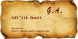 Gálik Anett névjegykártya